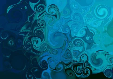 Abstract turquoise blue liquid marble swirling texture backgdrop or wallpaper Illustrazione stock