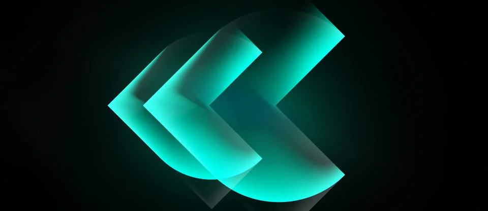 Abstract turquoise chevron design. Layers create depth, glow effect present. Stock Illustration