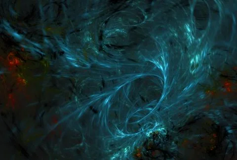 Abstract turquoise on dark computer generated fractal background Stockillustratie