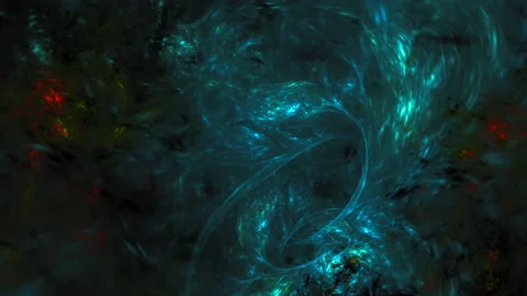Abstract turquoise energy flow moving on dark computer generated fractal back Stock Footage 139037785