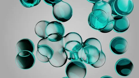 Abstract turquoise glass bubbles with glossy surface reflections Stock Footage 344859793