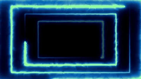 Abstract turquoise glowing rectangular frame. 4K rounded rectangular animation Stockillustratie