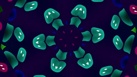 Abstract turquoise kaleidoscope mandala loop with glowing organic radial motion Stock Footage 336507252