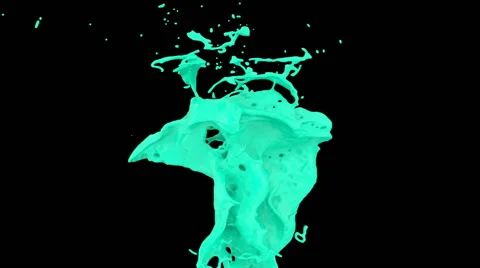 Abstract turquoise paint splash in slow motion, alpha channel included (FULL HD) Stock Footage 51548553