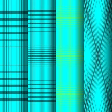 Abstract Turquoise Plaid Pattern Set  Seamless Geometric Textile Design Stock Illustration