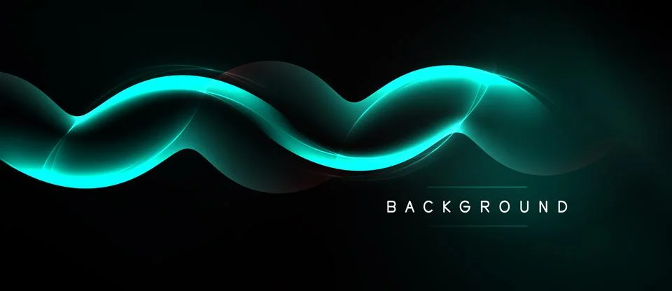 Abstract turquoise wave over black background. Modern design element, smooth Stock Illustration