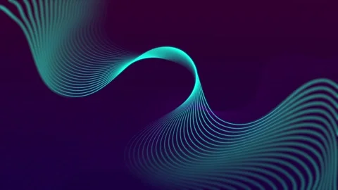 Abstract Turquoise Waveforms on Dark Purple Background with Elegantly Curve.. Video stock 341926873
