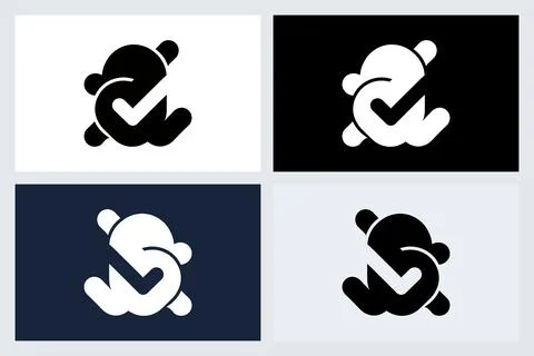 Abstract Turtle Check Mark Logo Design Vector Illustration
