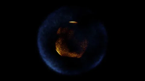 An abstract twinkling star with a yellow core and a blue blurred atmosphere Stock Footage 295146264