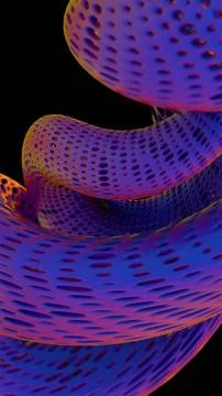 Abstract twisted 3D structure with perforated surface and vibrant colors.. Stock Illustration