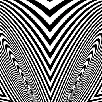 Abstract twisted black and white background. Optical illusion of distorted su Stock Illustration