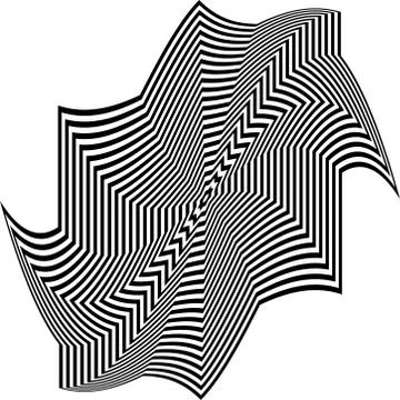 Abstract twisted black and white shape background. Optical illusion of distor Stock Illustration