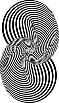 Abstract twisted black and white shape. Optical illusion of distorted surface イラスト素材