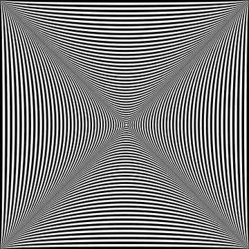Abstract twisted black and white background. Optical illusion of distorted su Stock Illustration