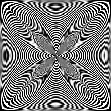 Abstract twisted black and white background. Optical illusion of distorted su Stock Illustration