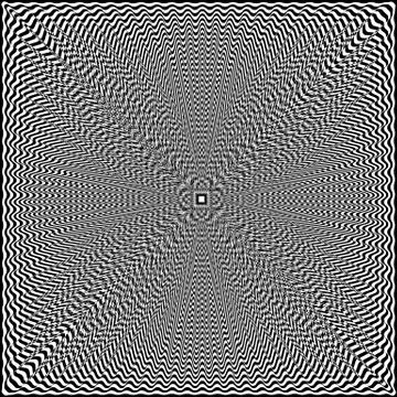 Abstract twisted black and white background. Optical illusion of distorted su Stock Illustration