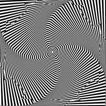 Abstract twisted black and white background. Optical illusion of distorted su Stock Illustration