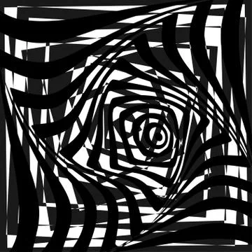 Abstract twisted black and white shape. Optical illusion of distorted surface イラスト素材