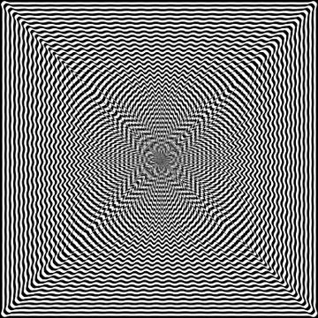 Abstract twisted black and white background. Optical illusion of distorted su Stock Illustration