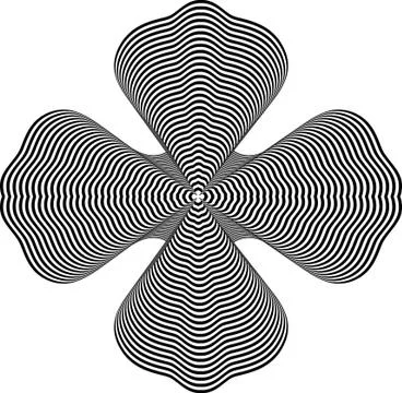Abstract twisted black and white shape. Optical illusion of distorted surface イラスト素材