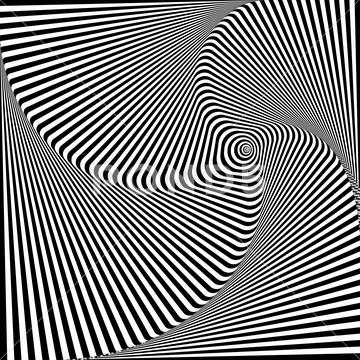 Abstract twisted black and white background. Optical illusion of ...