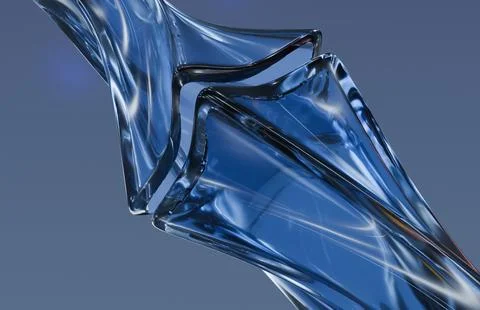 Abstract twisted blue translucent shape, reflecting light and shadow, sugge.. Stock Illustration