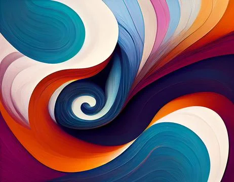 Abstract twisted brush stroke, paint, colorful swirl, artistic spiral. Stock Illustration