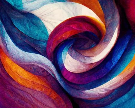 Abstract twisted brush stroke, paint, colorful swirl, artistic spiral. Stock Illustration