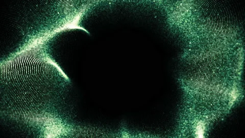 Abstract twisted circle with digital waves goes to the top. Video stock 94864782