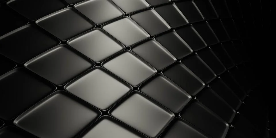 Abstract twisted geometric object consisting of black cubes 3d render Stock Illustration