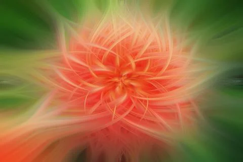 Abstract twisted orange, green light fibers background Illustrazione stock