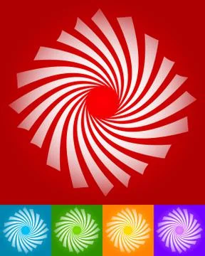 Abstract twisting, rotating vector elements in 5 colors. Stockillustratie
