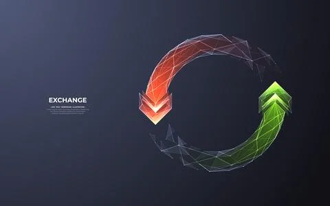 Abstract two arrows go round green and red Stock-Illustration