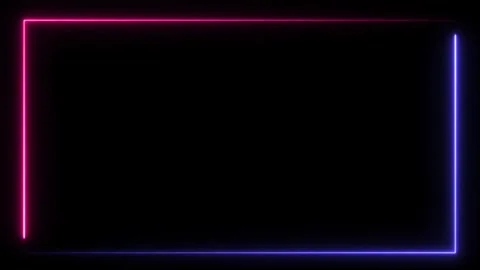 Abstract Two Color Neon Frame Neon Lights Motion Loops Square Circular Motion Stock Footage 240681589