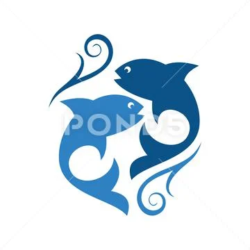 Abstract two fish logo icon Stock Illustration