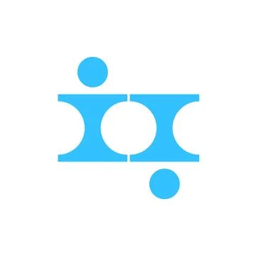Abstract two human figures blue logo design with geometric shapes in minima.. Stock Illustration