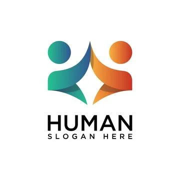 Abstract Two People connection vector logo colorful theme Stock Illustration