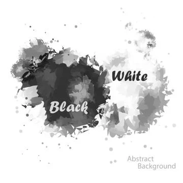 Abstract Two tone Black and White color of watercolor background for illustra Stock Illustration