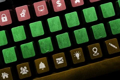 Abstract Typing New Antivirus Program, Typing Internet Virus Lists, Gathering Foto stock