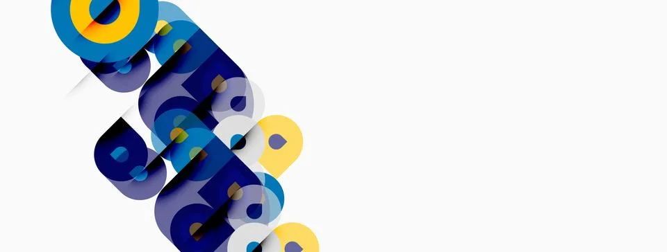 Abstract typography design features stacked, colorful letters. Bold shapes Stock Illustration