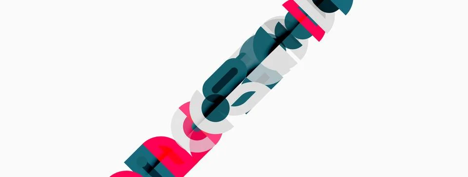 Abstract typography features overlapping, colorful text elements. Design Stock Illustration
