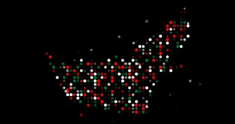 Abstract UAE Map With Falling Dots Stock Footage 314221285