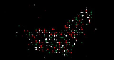 Abstract UAE Map With Falling Dots Stock Footage 314221392