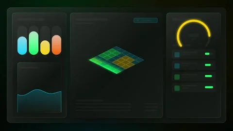 Abstract UI Animation with Data Visualization and Loading States Stock Footage 347820627