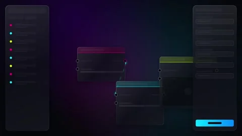 Abstract UI Animation with Loading Skeleton and Data Filling Effect on Dark.. Stock Footage 347820374