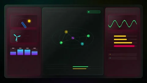 Abstract UI animation with network diagram graphs and data visualization on.. Stock Footage 347821168