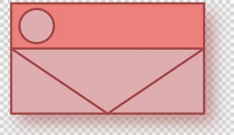 Abstract UI card is being shown in flat UI with red bar, circle, diagonals, Illustrazione stock