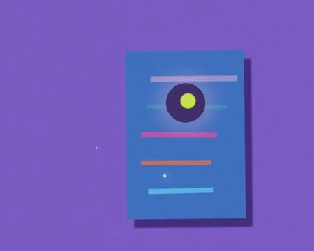 Abstract UI card with centered circle icon over smooth purple-blue backdrop.. Stock Illustration