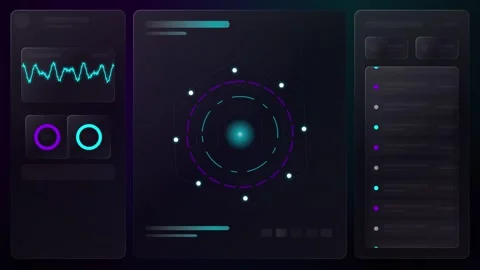 Abstract UI Display with Data Visualization and Progress Bar Loop Stock Footage 347820375