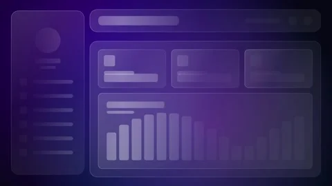 Abstract UI Loading Animation with Bar Graph and Data in Purple and Blue Hues Stock Footage 347821306